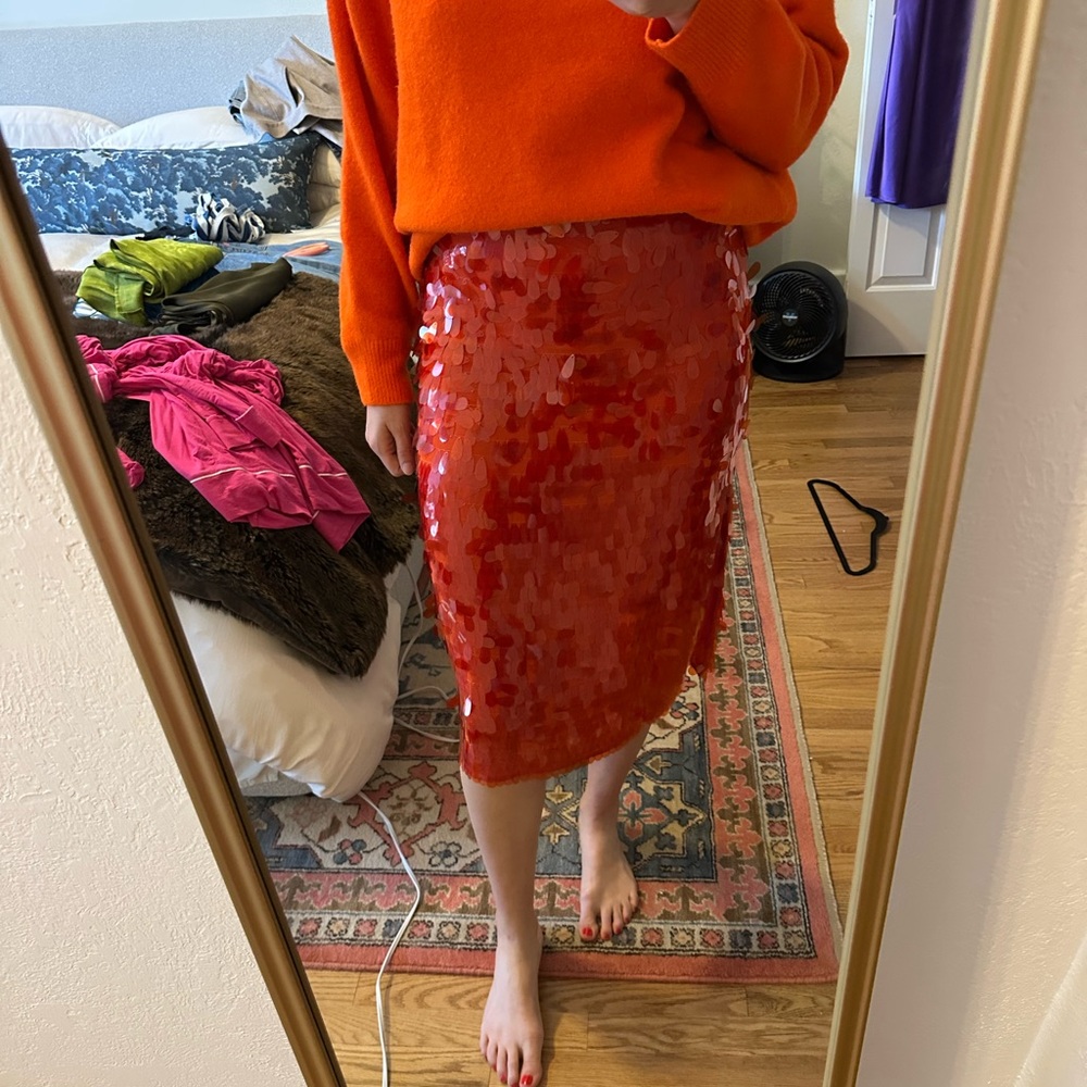 Maeve Red Sequin Pencil Skirt